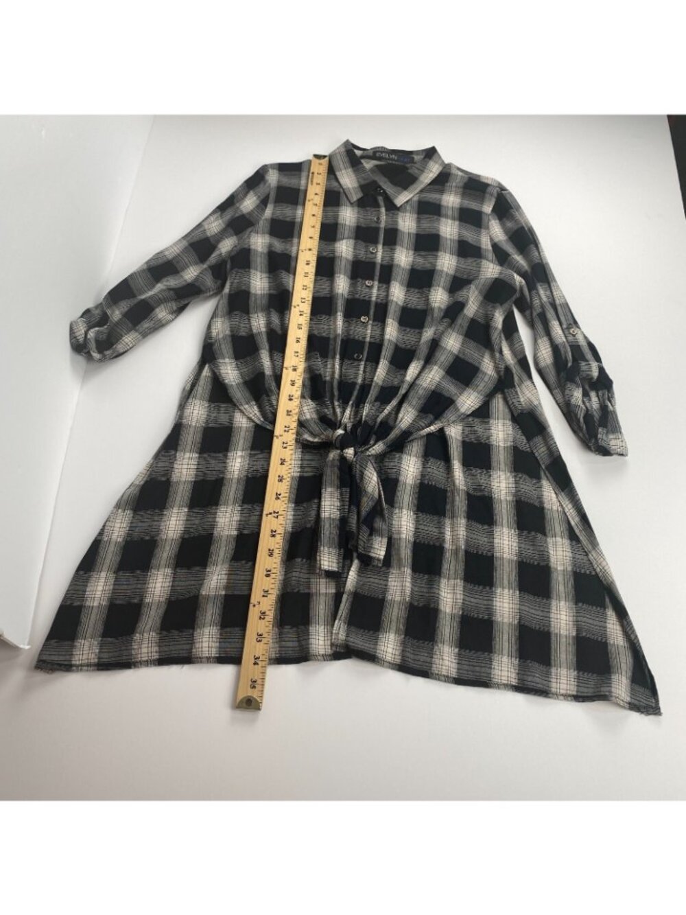 EVELYN Blue Women's Plaid Long Sleeve  Blouse Top Size Medium Lightweig Casual - Picture 4 of 10